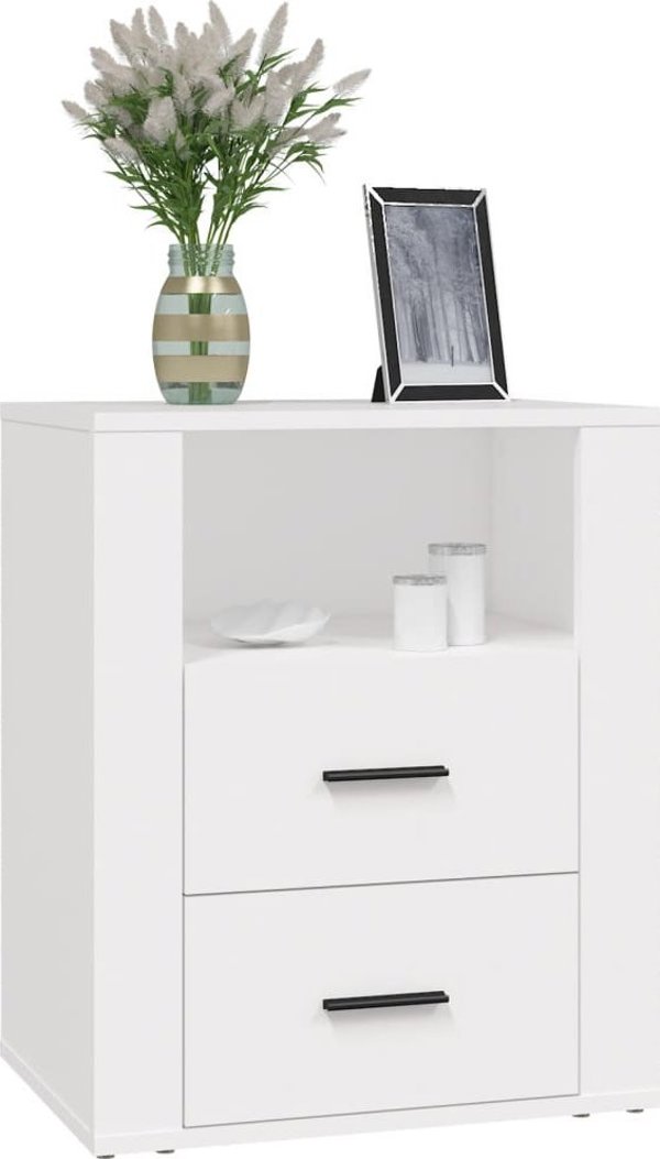 vidaXL Λευκό κομοδίνο, 50x36x60 εκ., ξυλοποιο υλικό