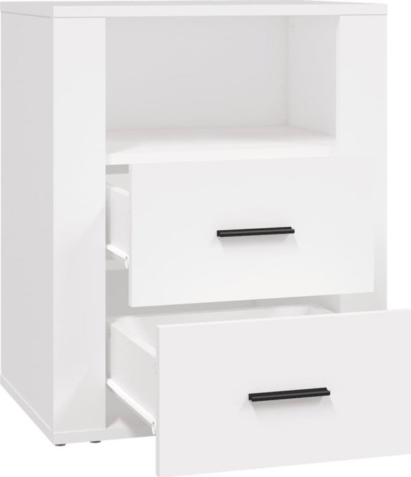 vidaXL Λευκό κομοδίνο, 50x36x60 εκ., ξυλοποιο υλικό