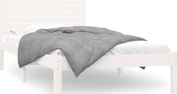vidaXL Rama κρεβατιού, λευκή, από μασιφ ξύλο, 90x200 cm