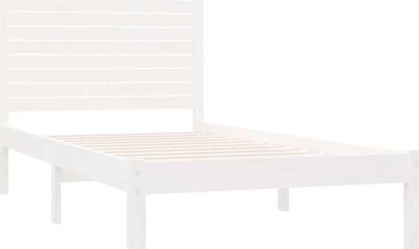 vidaXL Rama κρεβατιού, λευκή, από μασιφ ξύλο, 90x200 cm
