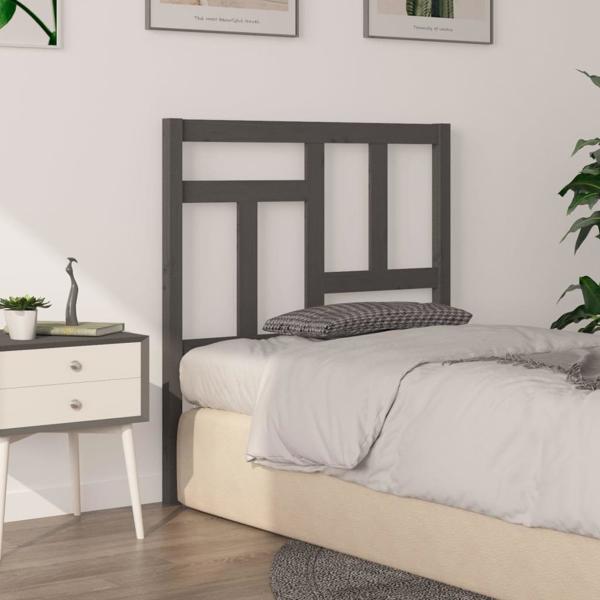 vidaXL Προσκέφαλο κρεβατιού, γκρι, 95,5x4x100 cm, μασίφ ξύλο πεύκου