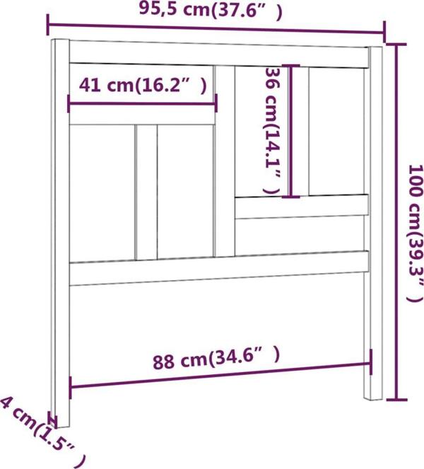 vidaXL Προσκέφαλο κρεβατιού, γκρι, 95,5x4x100 cm, μασίφ ξύλο πεύκου
