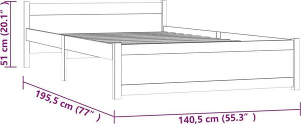 vidaXL Διπλή βάση κρεβατιού από μασίφ ξύλο, 135x190 cm