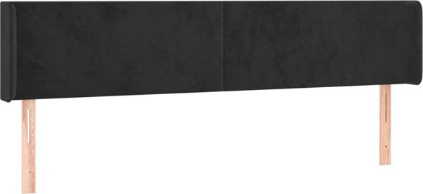 vidaXL Προσκέφαλο κρεβατιού με LED, μαύρο, 203x16x78/88 εκ., βελούδο