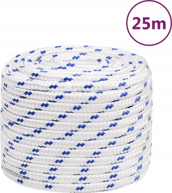 vidaXL Ναυτικό Σχοινί Ιστιοπλοΐας, Λευκό, 16 mm, 25 m, Πολυπροπυλένιο