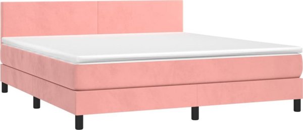 vidaXL Κρεβάτι κοντινεντάλ με στρώμα ροζ 160x200 cm βελούδινο