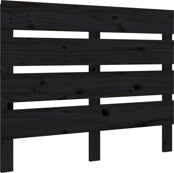 vidaXL Κεφαλάρι κρεβατιού, μαύρο, 100x3x80 cm, μασίφ πεύκο