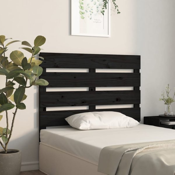 vidaXL Κεφαλάρι κρεβατιού, μαύρο, 100x3x80 cm, μασίφ πεύκο