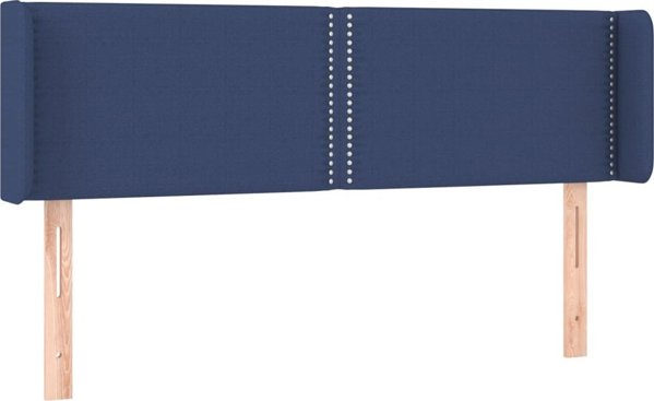 vidaXL Zaglowek do lozka z LED, niebieski, 147x16x78/88 cm, tkanina