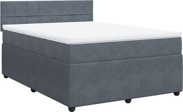 vidaXL Κρεβάτι continental με στρώμα, σκούρο γκρι βελούδο 160x200 εκ.