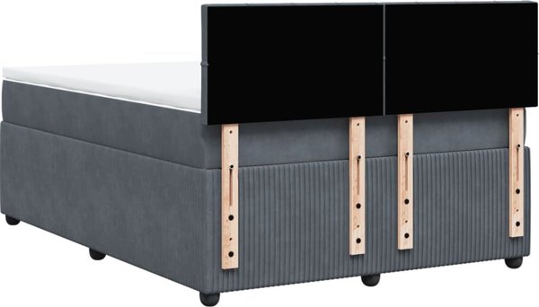 vidaXL Κρεβάτι continental με στρώμα, σκούρο γκρι βελούδο 160x200 εκ.