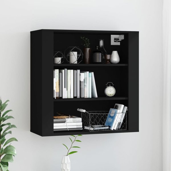 vidaXL Τοίχου ντουλάπι, μαύρο, 80x33x80 εκ., σύνθετο ξύλο