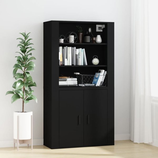 vidaXL Τοίχου ντουλάπι, μαύρο, 80x33x80 εκ., σύνθετο ξύλο