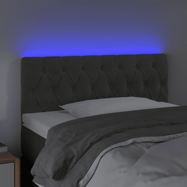 vidaXL Κεφαλάρι με LED, σκούρο γκρι, 100x7x78/88 cm, βελούδο