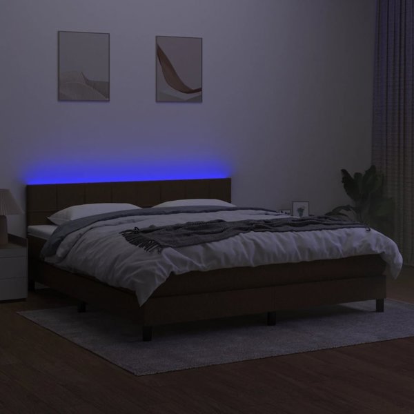 vidaXL Κρεβάτι κρεπεριέρας με στρώμα, καφέ, 160x200 cm, ύφασμα