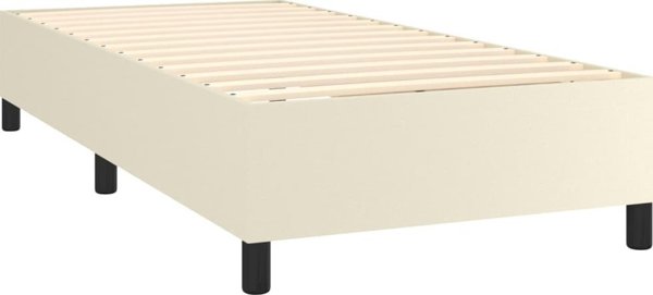 vidaXL Lozko kontynentalne z materacem kremowe 90x200 cm ekoskora