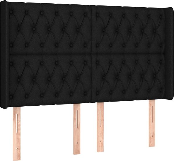 vidaXL Ηπειρωτικό κρεβάτι με στρώμα, μαύρο, 140x200 cm, ύφασμα
