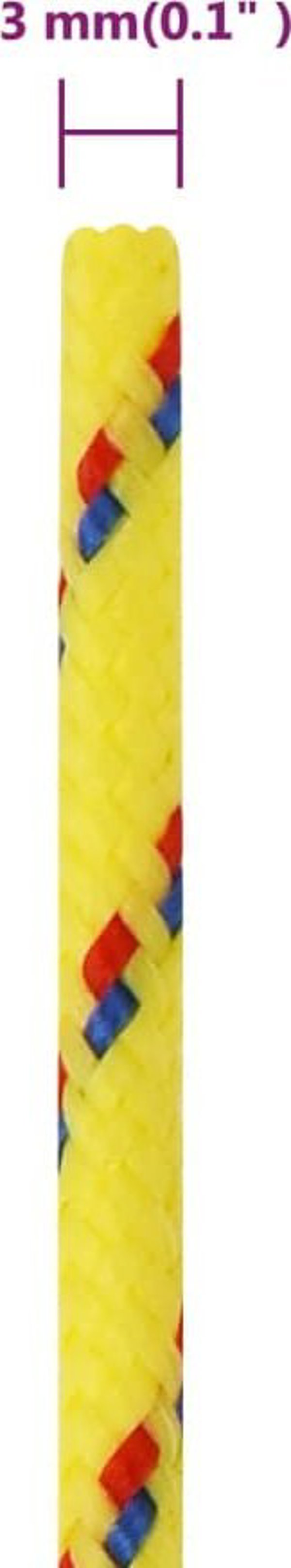 vidaXL Linka zeglarska, kitrinos, 3 mm, 500 m, polipropylen