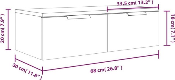 vidaXL Szafka scienna, przydymiony dab, 68x30x20 cm