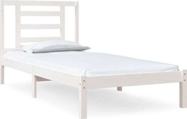 vidaXL Rama κρεβατιού, λευκή, από μασίφ πεύκο, 90x190 cm, μονή