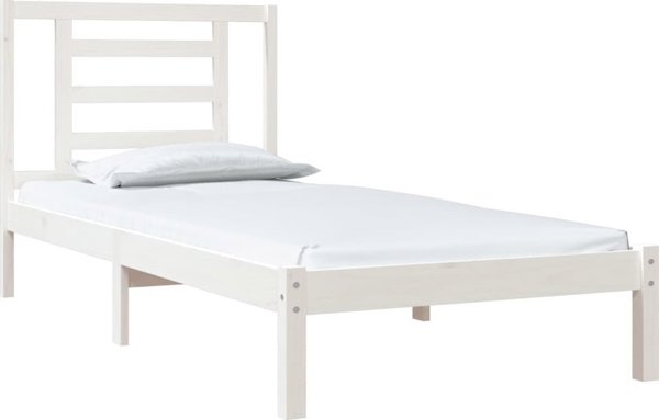 vidaXL Rama κρεβατιού, λευκή, από μασίφ πεύκο, 90x190 cm, μονή