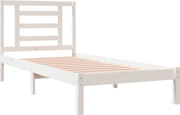 vidaXL Rama κρεβατιού, λευκή, από μασίφ πεύκο, 90x190 cm, μονή