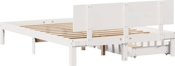vidaXL Rama lozka z szufladami biala 135x190 cm sosnowa