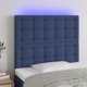 vidaXL Zaglowek do lozka z LED, niebieski, 90x5x118/128 cm, tkanina
