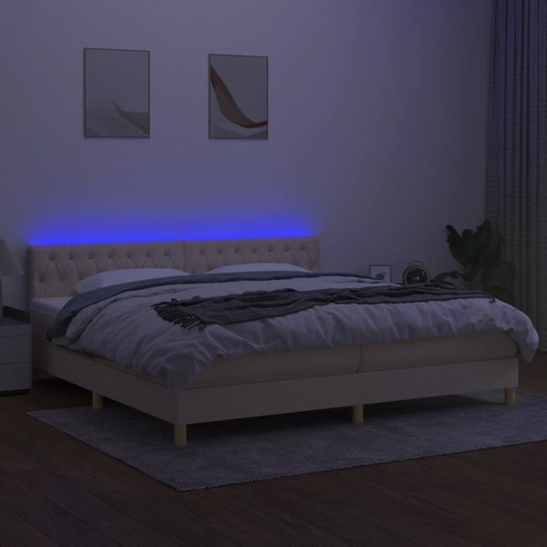 vidaXL Κρεβάτι Kontynentalne με Στρώμα, κρεμ, 200x200 cm, ύφασμα