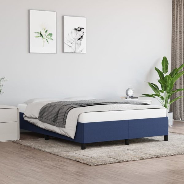 vidaXL Κρεβατοκάμαρα, μπλε, 140 x 200 cm, με υφασμάτινη επένδυση