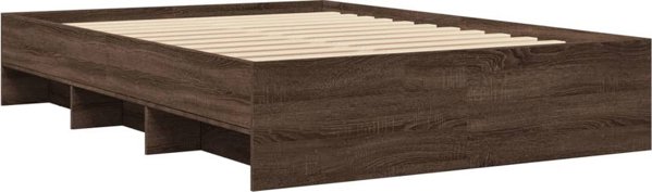 vidaXL Πλαίσιο κρεβατιού, καφέ δρυς, 135x190 εκ., από ξύλο σύνθετο