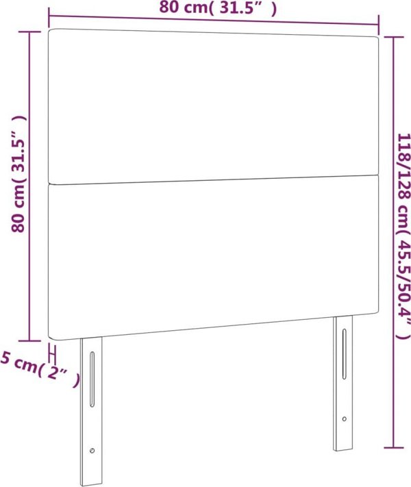 vidaXL Κεφαλάρι κρεβατιού, γκρι, 80x5x118/128 εκ, τεχνητό δέρμα