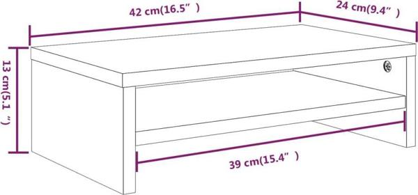 vidaXL Βάση για οθόνη, καπνιστό δρυς, 42x24x13 εκ.