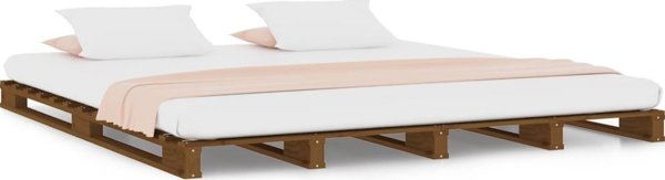 vidaXL Rama κρεβατιού, μελί καφέ, 120x200 εκ., μασίφ πεύκο