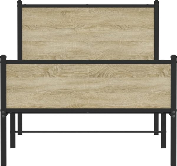 vidaXL Metalowa rama lozka bez materaca dab sonoma 90x200 cm