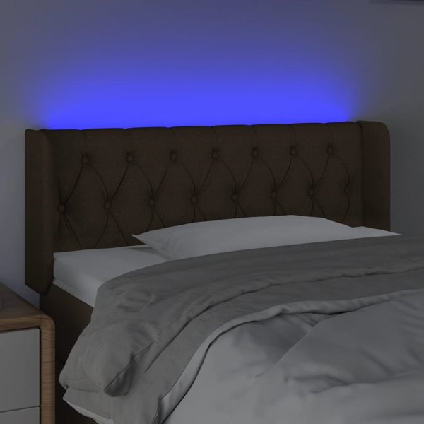 vidaXL Κεφαλάρι κρεβατιού με LED, σκούρο καφέ, 93x16x78/88 εκ., ύφασμα