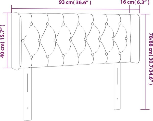 vidaXL Κεφαλάρι κρεβατιού με LED, σκούρο καφέ, 93x16x78/88 εκ., ύφασμα