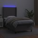 vidaXL Κρεβάτι κοντινεντάλ με στρώμα και LED, γκρι οικοδερμα 90x200 εκ