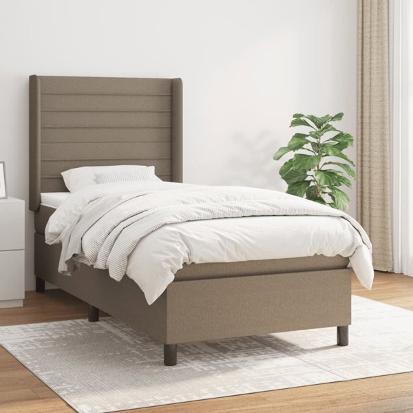 vidaXL Κρεβάτι Kontynentalne με Στρώμα, Taupe, Ύφασμα, 80x200 εκ.