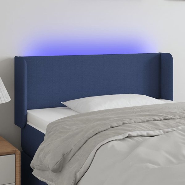vidaXL Zaglowek do lozkou me LED, ble, 103x16x78/88 cm, yfasma