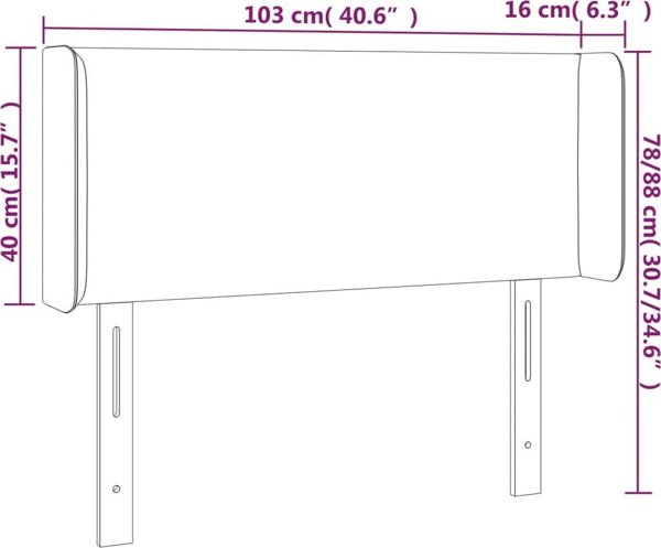 vidaXL Zaglowek do lozkou me LED, ble, 103x16x78/88 cm, yfasma