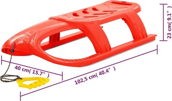 vidaXL vidaXL Sanki dla dzieci, czerwone, 102,5x40x23 cm, polipropylenowe