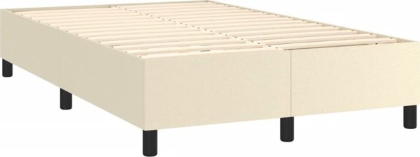 vidaXL Lozko kontynentalne z LED, materac, kremowe, ekoskora 120x200cm
