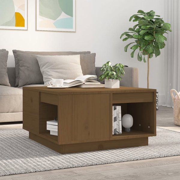 vidaXL Τραπεζάκι καφέ, μελί καφέ, 60x61x32,5 cm, ξύλο πεύκου