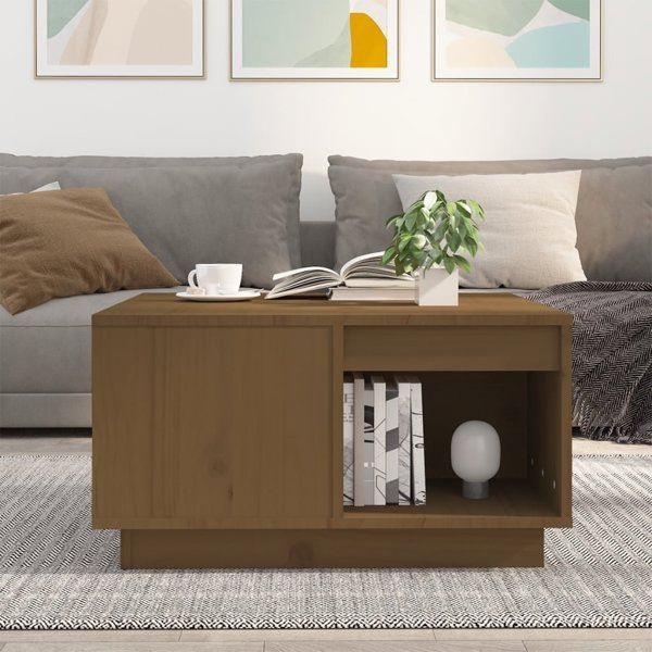 vidaXL Τραπεζάκι καφέ, μελί καφέ, 60x61x32,5 cm, ξύλο πεύκου