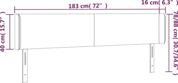 vidaXL Ζαγλόβερτς uszak μαύρο 183x16x78/88 cm ύφασμα