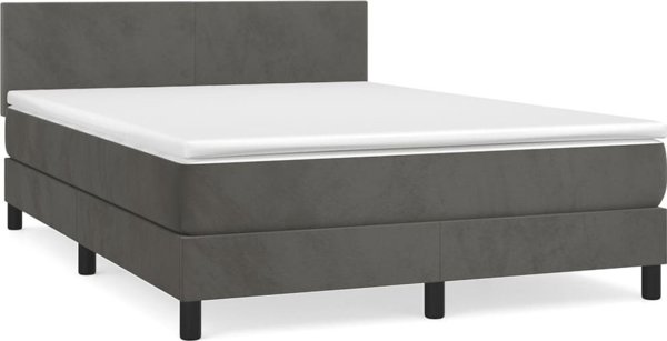 vidaXL Κρεβάτι continental με στρώμα, σκούρο γκρι, 140x200cm βελούδο