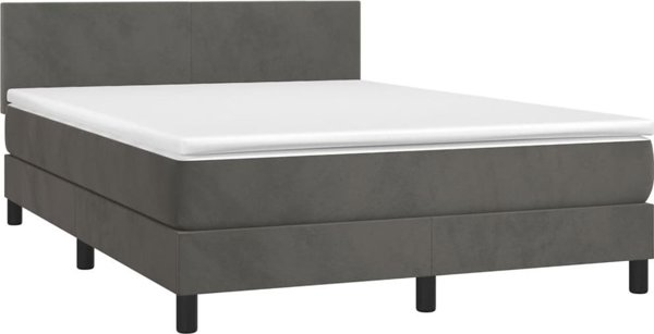 vidaXL Κρεβάτι continental με στρώμα, σκούρο γκρι, 140x200cm βελούδο