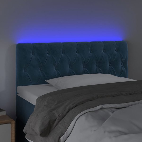 vidaXL Κεφαλάρι με LED, σκούρο μπλε βελούδο, 100x7x78/88cm