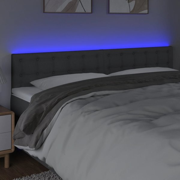 vidaXL Zaglowek do lozkos me LED, skourogyry, 180x5x78/88 cm, tkanina